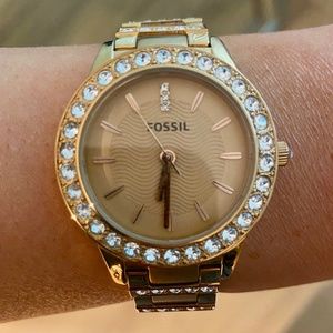 Fossil Women's Rose Gold Watch with Crystal Accents - Stainless Steel